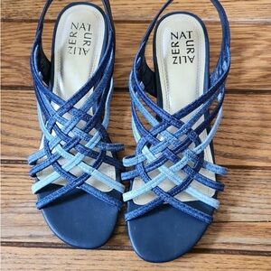 Naturalizer Blue Woven Sandals with Criss-Cross Straps